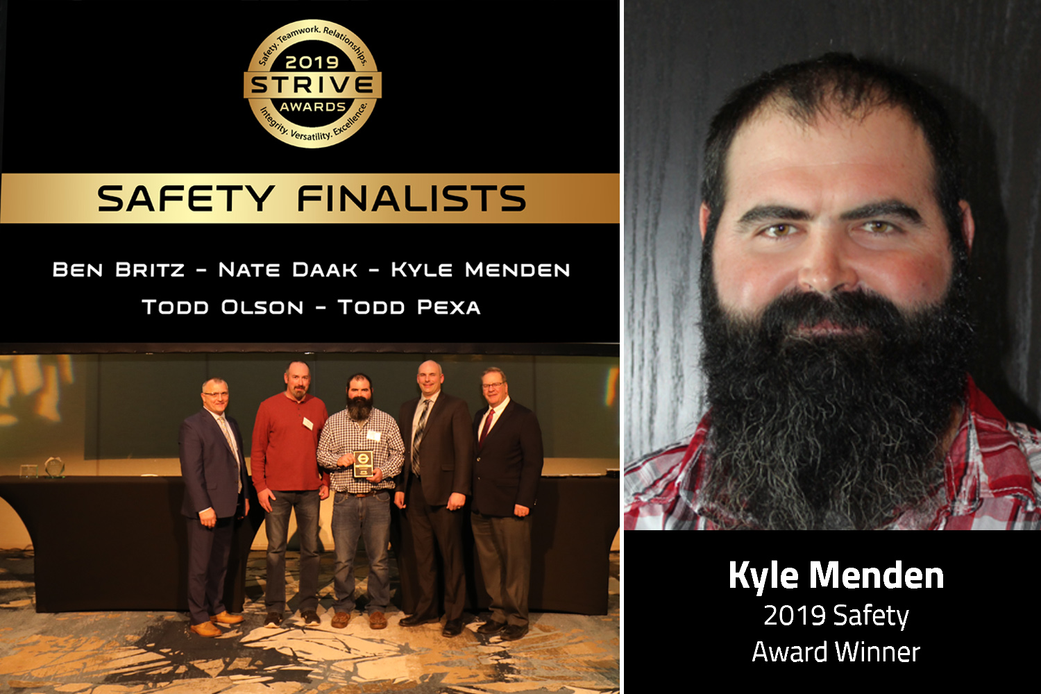 Kyle Menden, 2019 Safety Award Winner