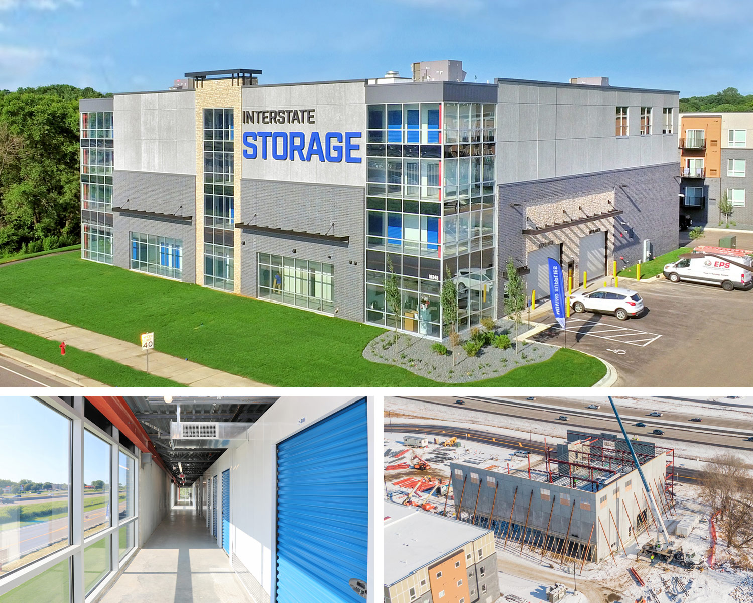Collage of photos showing Insterstate Self Storage project
