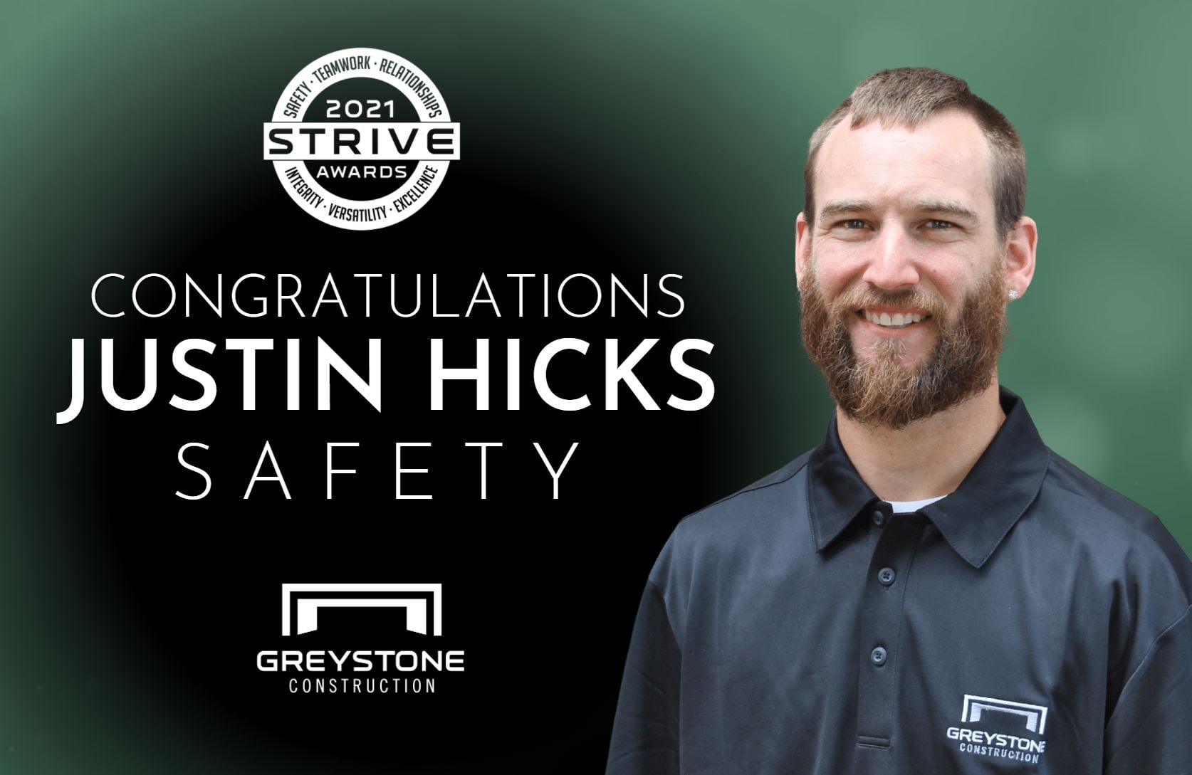 2021 STRIVE Award - Safety - Justin Hicks